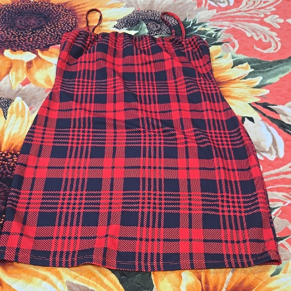 Stylish Red and Black Plaid Kids Dress